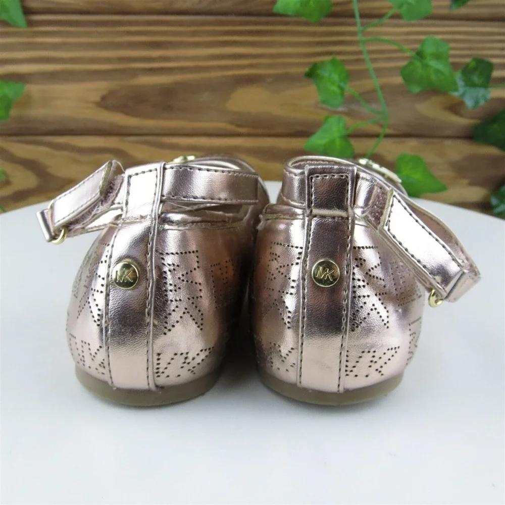 Michael Kors Sz 1 Shoes Girls‎ Youth Mary Jane Rose Gold Synthetic Buckle